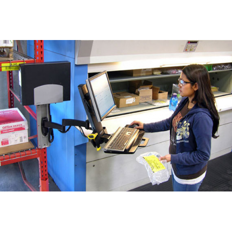 Ergotron 200 Series - Mounting kit (articulating arm, barcode scanner holder, keyboard tray with left / right mouse tray) - for LCD display  /  PC equipment - steel - white - screen size: up to 24" - wall-mountable - 4