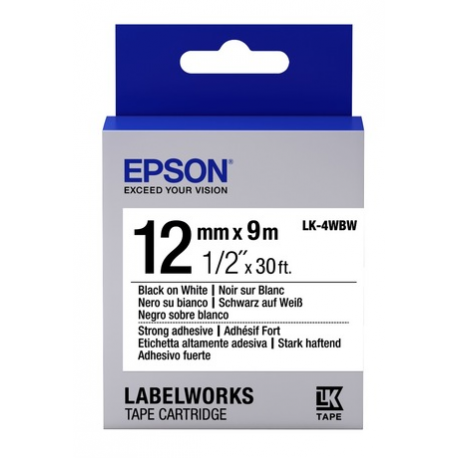 Epson LabelWorks LK-4WRN - Red on white - Roll (1.2 cm x 2.9 m) 1 cassette(s) label tape - for LabelWorks LW-1000, 300, 400, 600, 700, 900, K400, Z5000, Z5010, Z700, Z710, Z900 - 0