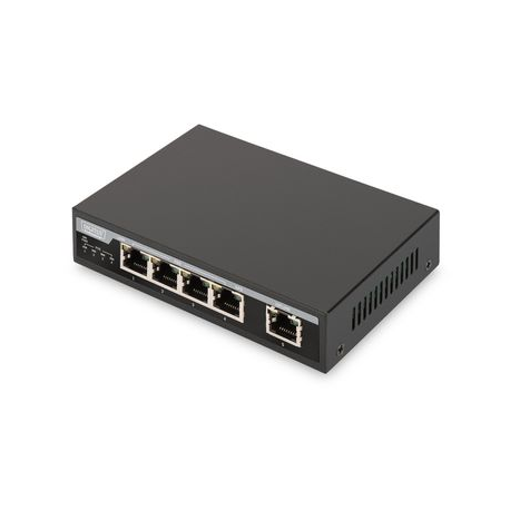 Assmann 4-Port PoE GB Desktop Switch (Gigabit Desktop PoE af/at 4-Port Switch, 10/100/1000Mbps, 62W PoE Power Budget, Metallgehä