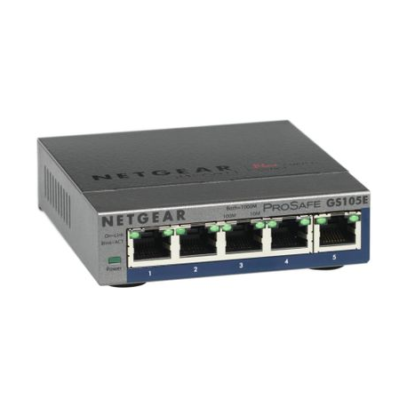 NETGEAR Plus GS105Ev2 - Switch - Managed - 5 x 10 / 100 / 1000 - desktop - 2
