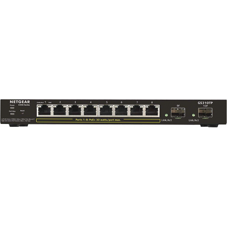 Netgear S350 Smart 8-Port PoE+ 2 x SFP Gigabit Switch Metal (GS310TP)