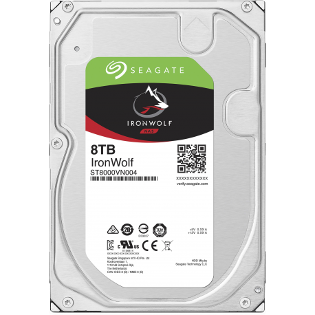 Seagate IronWolf ST8000VN004 - Hard drive - 8 TB - internal - 3.5" - SATA 6Gb / s - 7200 rpm - buffer: 256 MB - 2