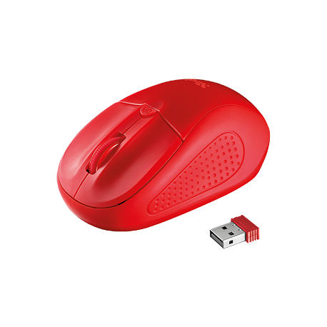 Trust Primo - Mouse - right and left-handed - optical - wireless - USB wireless receiver - red - 1