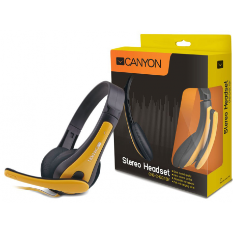 Canyon CNS-CHSC1BY - Headset - full size - wired - black/yellow - 1