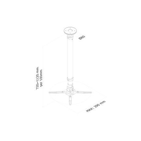 Newstar BEAMER-C300 Projector Ceiling Mount (height: 72-112 cm) till 15kg, c:black