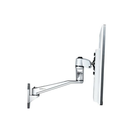 StarTech.com Wall Mount Monitor Arm, Articulating Ergonomic VESA Wall Mount Monitor Arm, 20" (52cm) Long , Single 34" Display up to 30.9lb / 14kg, Swivel / Tilt / Rotate, Adjustable Screen Mount - Cable Management clips (ARMWALLDSLP) - Bracket - for LCD display (adjustable arm) - aluminium - silver - screen size: 13"-30" - wall-mountable - 9
