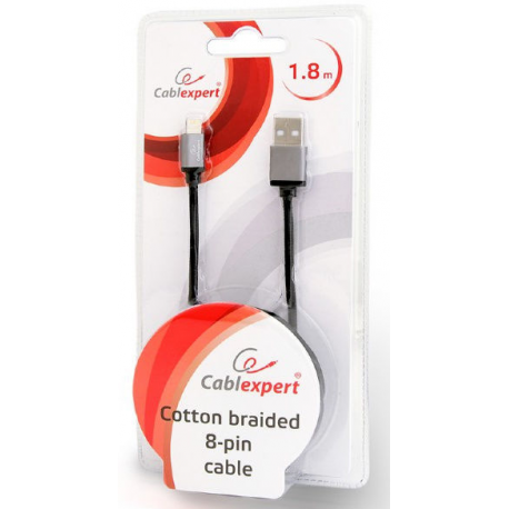 Cablexpert - Lightning cable - USB male to Lightning male - 1.8 m - black - for Apple iPad / iPhone / iPod (Lightning) - 2