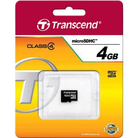 Transcend - Flash memory card - 4 GB - Class 4 - microSDHC - 1