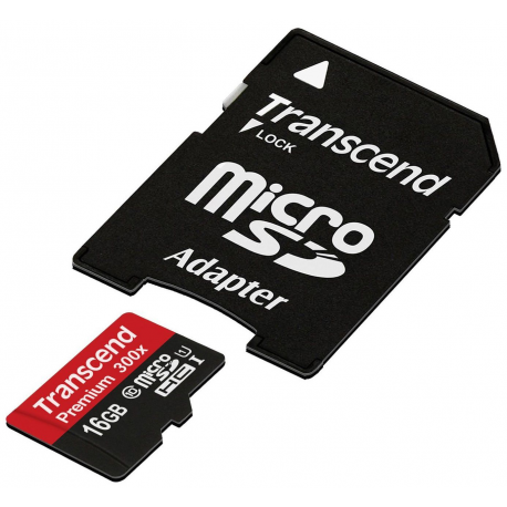 Transcend Premium - Flash memory card (microSDHC to SD adapter included) - 16 GB - UHS-I U1  /  Class10 - microSDHC UHS-I - 1