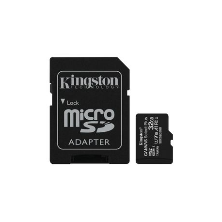 Kingston Canvas Select Plus - Flash memory card (microSDHC to SD adapter included) - 32 GB - A1  /  Video Class V10  /  UHS Class 1  /  Class10 - microSDHC UHS-I - 2