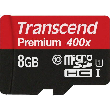 Transcend microSDHC Class 10 UHS-I (Premium) - Flash memory card - 8 GB - UHS Class 1  /  Class10 - microSDHC UHS-I - 3