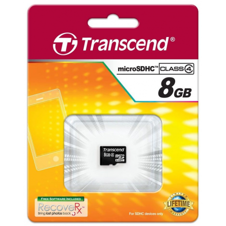 Transcend - Flash memory card - 8 GB - Class 4 - microSDHC - 1