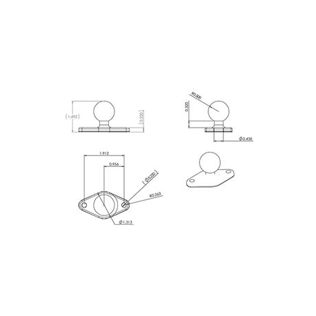 RAM RAM-B-238U - Mounting component (ball base) - rubber, powder-coated marine grade aluminium - 3