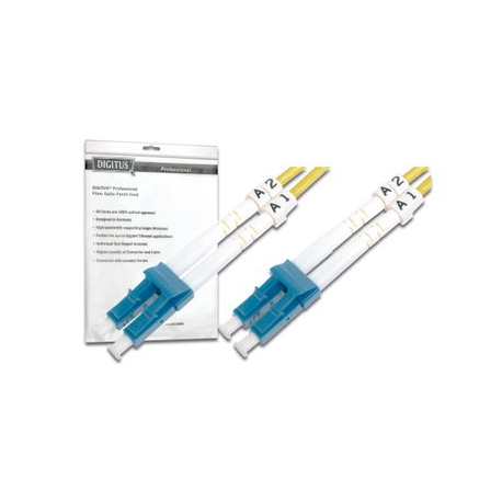 DIGITUS - Patch cable - LC single-mode (M) to LC single-mode (M) - 1 m - fibre optic - 9  /  125 micron - OS2 - booted, halogen-free - yellow - 1