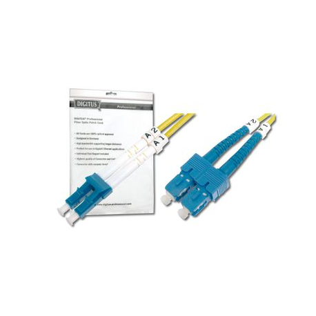 DIGITUS - Patch cable - LC single-mode (M) to SC single-mode (M) - 3 m - fibre optic - 9  /  125 micron - OS2 - booted, halogen-free - yellow - 1