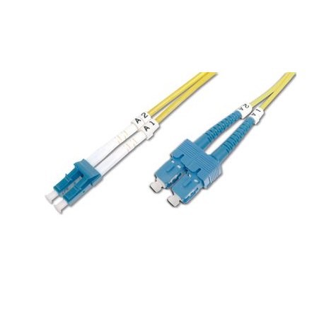 DIGITUS - Patch cable - LC single-mode (M) to SC single-mode (M) - 3 m - fibre optic - 9  /  125 micron - OS2 - booted, halogen-free - yellow - 2