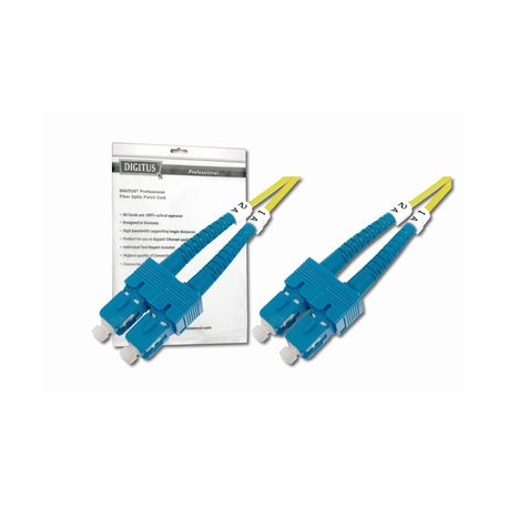 DIGITUS - Patch cable - SC single-mode (M) to SC single-mode (M) - 2 m - fibre optic - 9  /  125 micron - OS1 - halogen-free - yellow - 1