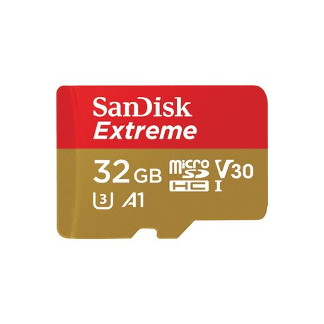 SanDisk Extreme - Flash memory card (microSDHC to SD adapter included) - 32 GB - A1  /  Video Class V30  /  UHS-I U3 - microSDHC UHS-I - 4
