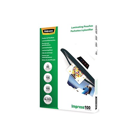 Fellowes Laminating Pouches Impress 100 Micron - 100 micron - 100-pack - glossy - A5 (148 x 210 mm) lamination pouches - 3