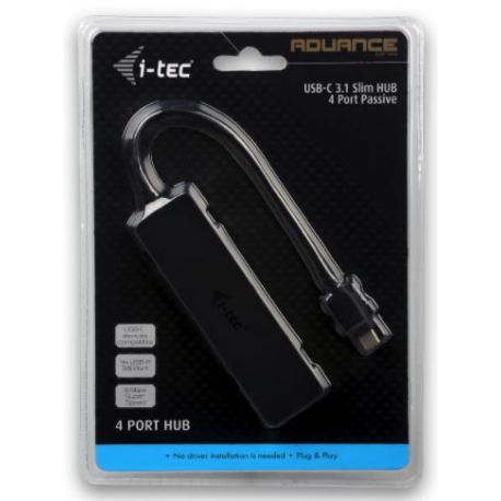 i-Tec USB-C Slim Passive Hub - Hub - 4 x SuperSpeed USB 3.0 - desktop - 3