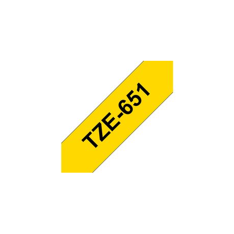 Brother TZe-651 - Standard adhesive - black on yellow - Roll (2.4 cm x 8 m) 1 cassette(s) laminated tape - for Brother PT-D600; P-Touch PT-1880, D450, D800, E550, E800, P900, P950; P-Touch EDGE PT-P750 - 2