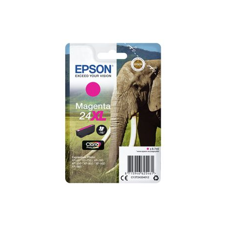 Epson 24XL - 8.7 ml - XL - magenta - original - ink cartridge - for Expression Photo XP-55, 750, 760, 850, 860, 950, 960, 970; Expression Premium XP-750, 850 - 3