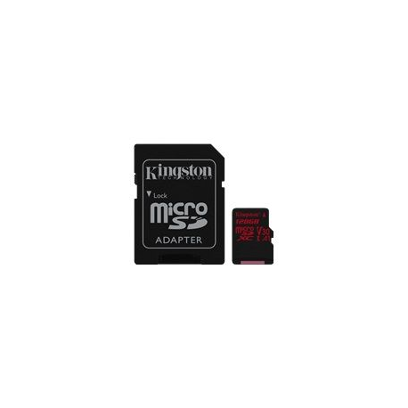 Kingston microSDXC Canvas React 128GB 100R/80W U3 UHS-I V30 A1 Card + SD Adptr