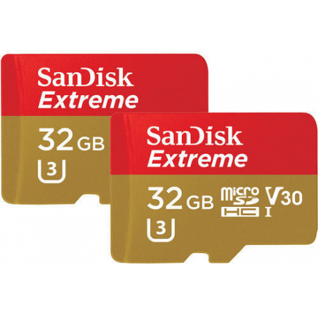 SanDisk Extreme - Flash memory card (microSDHC to SD adapter included) - 32 GB - A1  /  Video Class V30  /  UHS-I U3 - microSDHC UHS-I - 2