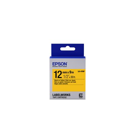 Epson LK-4YBP - Black on yellow - Roll (1.2 cm x 9 m) 1 cassette(s) label tape - for LabelWorks LW-1000, 300, 400, 600, 700, 900, K400, Z5000, Z5010, Z700, Z710, Z900 - 2