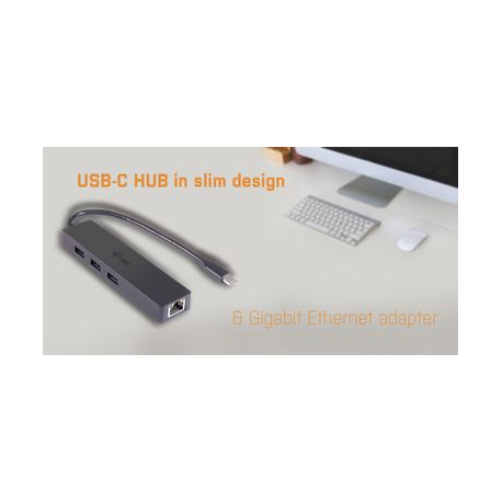 I-tec USB-C SLIM HUB + GLAN (USB-C 3 PORT HUB USB 3.0 + GLAN)