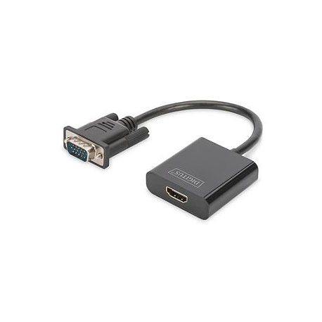 DIGITUS DA-70473 - Adapter - HD-15 (VGA) male to HDMI female - 15 cm - black - 1080p support - 1