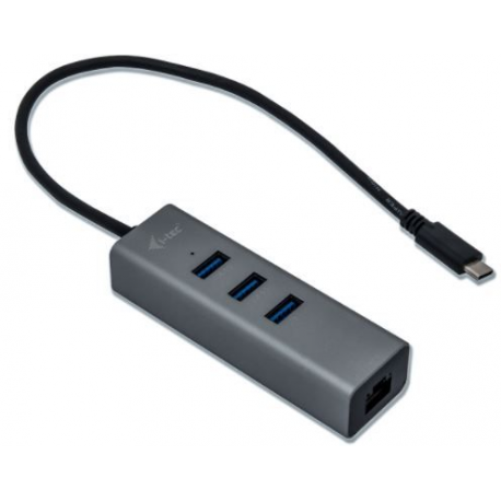 i-Tec USB-C Metal 3-Port - Hub - 3 x SuperSpeed USB 3.0 + 1 x 10 / 100 / 1000 - desktop - 5