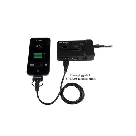 StarTech.com 7 Port USB Hub - 2 x USB 3A, 4 x USB 2A, 1 x Dedicated Charging Port - Multi Port Powered USB Hub with 20W Power Adapter (ST7320USBC) - Hub - 2 x SuperSpeed USB 3.0 + 4 x USB 2.0 - desktop - for P / N: MSDREADU3CA, SDMSDRWU3AC, USB312SAT3CB, USB315CB2M, USBLTM1MBK, USBLTM1MWH - 4