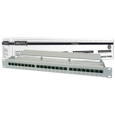 DIGITUS DN-91624S - Patch panel - CAT 6 - RJ-45 X 24 - grey, RAL 7035 - 1U - 19" - 1