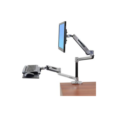 Ergotron LX - Mounting kit (extender arm, pole, VESA adapter, sit-stand arm, desk clamp base, grommet-mount base) - for LCD display - aluminium - polished aluminium - screen size: up to 42" - desk-mountable - 1
