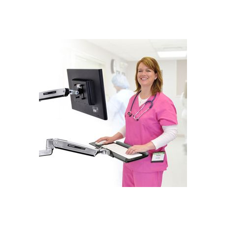 Ergotron LX - Mounting kit (mouse holder, wrist rest, keyboard tray, sit-stand arm, slide-out mouse tray, base, extension) - for keyboard  /  mouse - polished aluminium - wall-mountable - for P / N: 45-353-026 - 4