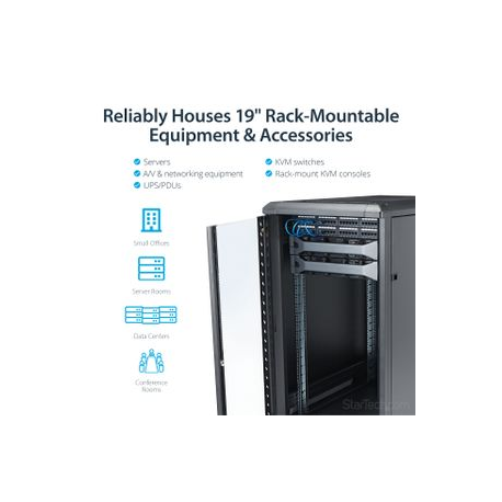 StarTech.com 22U Server Rack Cabinet on Wheels - 36 inch Adjustable Depth - Portable Network Equipment Enclosure (RK2236BKF) - Rack - 22U - for P / N: CABCAGENUTS6, CABSCREWM52, CABSCREWSM6, CABSCRWM520, CABSCRWM620, CABSCRWS1224 - 11