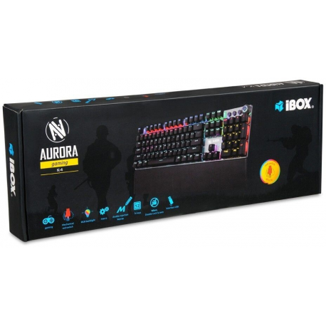 iBOX AURORA K-4 - Keyboard - backlit - USB - QWERTY - key switch: KRGD Brown - black, silver - 7