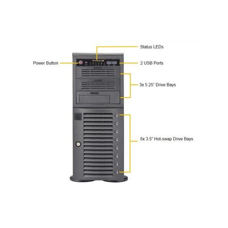 4U BARE 2XPHI C621 8X3.5HS (Dual Socket P (LGA 3647), 16x DIMM DDR4, Intel C621, 10x SATA III, 2x NVMe, 2x RJ-45, USB 3.0/3.1, V