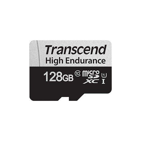 Transcend 350V - Flash memory card (SD adapter included) - 128 GB - UHS-I U1  /  Class10 - microSDXC UHS-I - 2