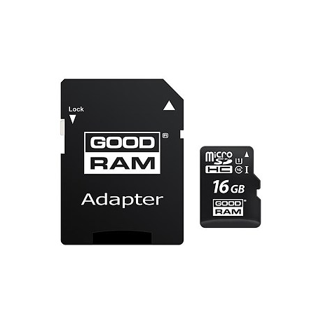 GOODRAM M1AA - Flash memory card (SD adapter included) - 16 GB - UHS-I  /  Class10 - microSDHC UHS-I - 1