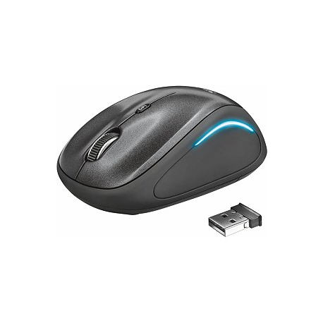 Trust Yvi FX - Mouse - right and left-handed - optical - 4 buttons - wireless - 2.4 GHz - USB wireless receiver - black - 1