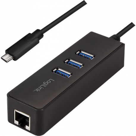LogiLink UA0283 - Hub - 3 x SuperSpeed USB 3.0 + 1 x 10 / 100 / 1000 - desktop - 1