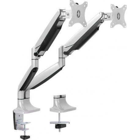 LogiLink - Mounting kit - for 2 monitors (adjustable arm) - aluminium, cold-rolled steel - screen size: 13"-32" - desk-mountable - 2
