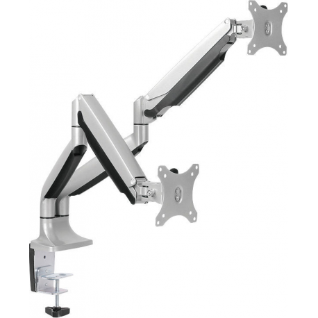 LogiLink - Mounting kit - for 2 monitors (adjustable arm) - aluminium, cold-rolled steel - screen size: 13"-32" - desk-mountable - 5