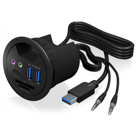 ICY BOX IB-HUB1404A - Hub - 2 x SuperSpeed USB 3.0 + 1 x USB-C - flush-mountable - 1