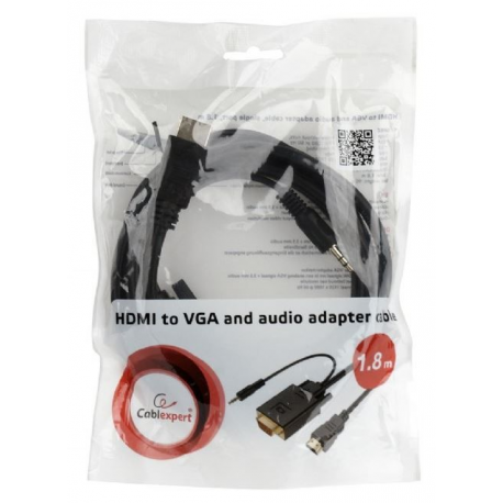 HDMI to VGA and audio adapter cable, single port, black (A-HDMI-VGA-03)