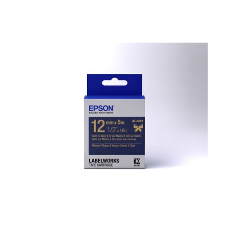 Epson LabelWorks LK-4HKK - Satin - gold on navy - Roll (1.2 cm x 5 m) 1 cassette(s) ribbon tape - for LabelWorks LW-1000, 300, 400, 600, 700, 900, K400, Z5000, Z5010, Z700, Z710, Z900 - 1