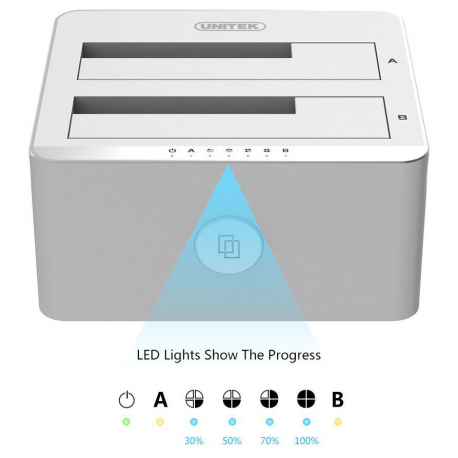 Unitek Dual HDD USB3.0. docking station + offline clone function, Y-3026 Alumin.
