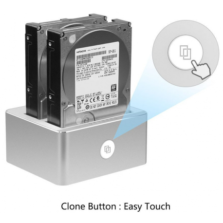 Unitek Dual HDD USB3.0. docking station + offline clone function, Y-3026 Alumin.